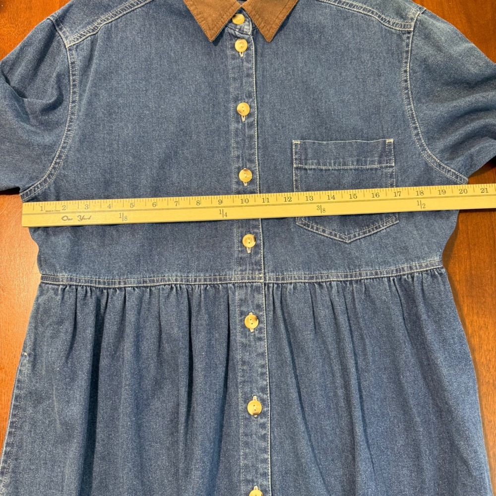 Vintage 90s Laura Gayle Womens Denim Maxi Dress Size M Western Prairie Modest - Picture 7 of 9